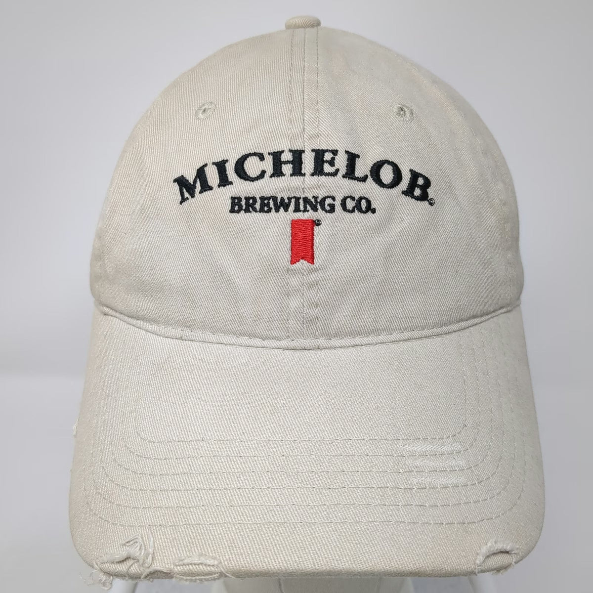Michelob Brewing Co Baseball Cap Beige One Size Distressed Brim Slideback Hat