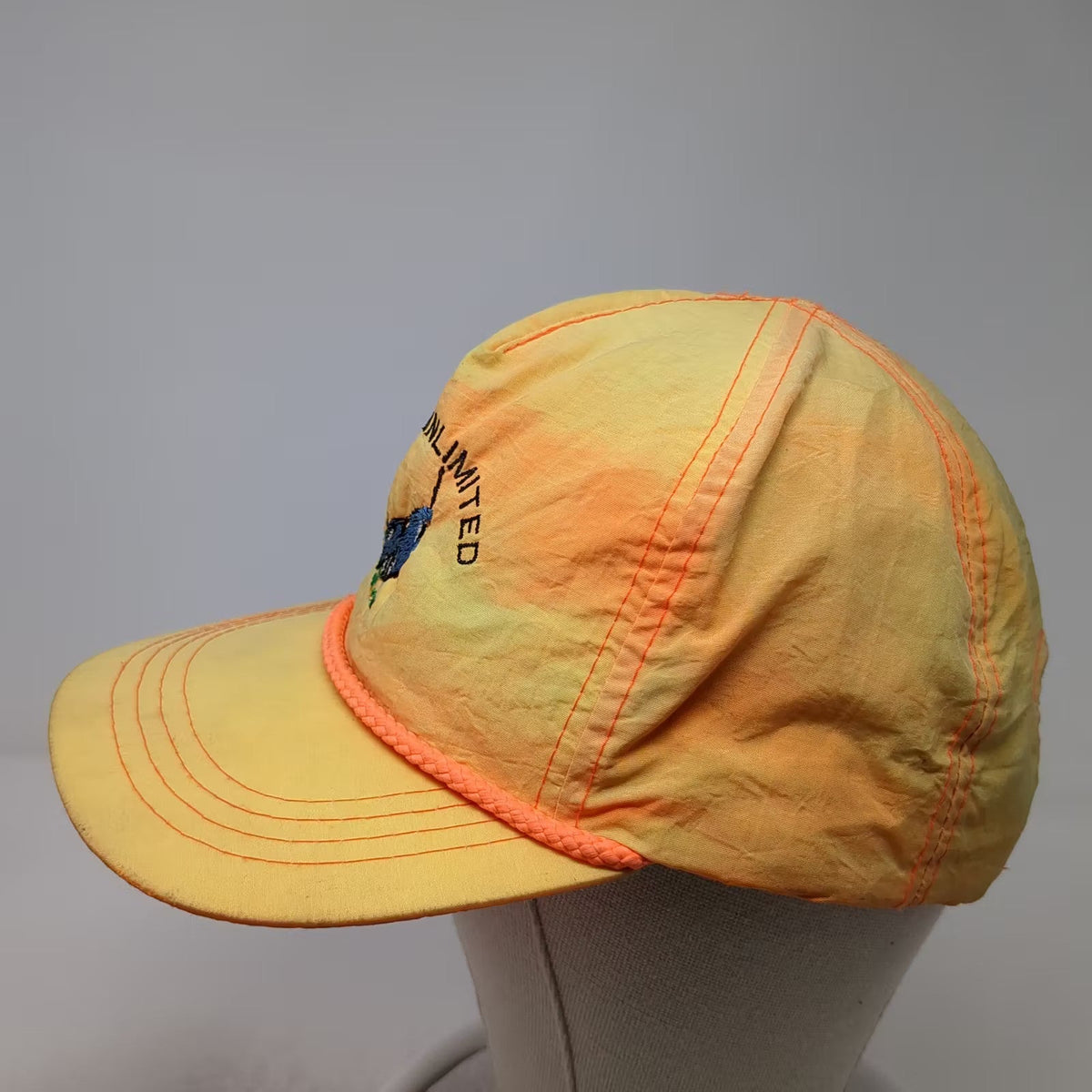Quail Unlimited Yellow Orange Nylon 5 Panel Cap Rope Snapback OS Embroidered Hat
