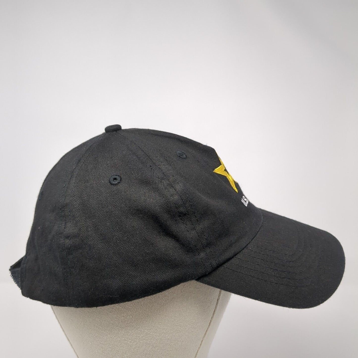 U.S. Army Strapback Hat Black One Size Adjustable Solid Embroidered
