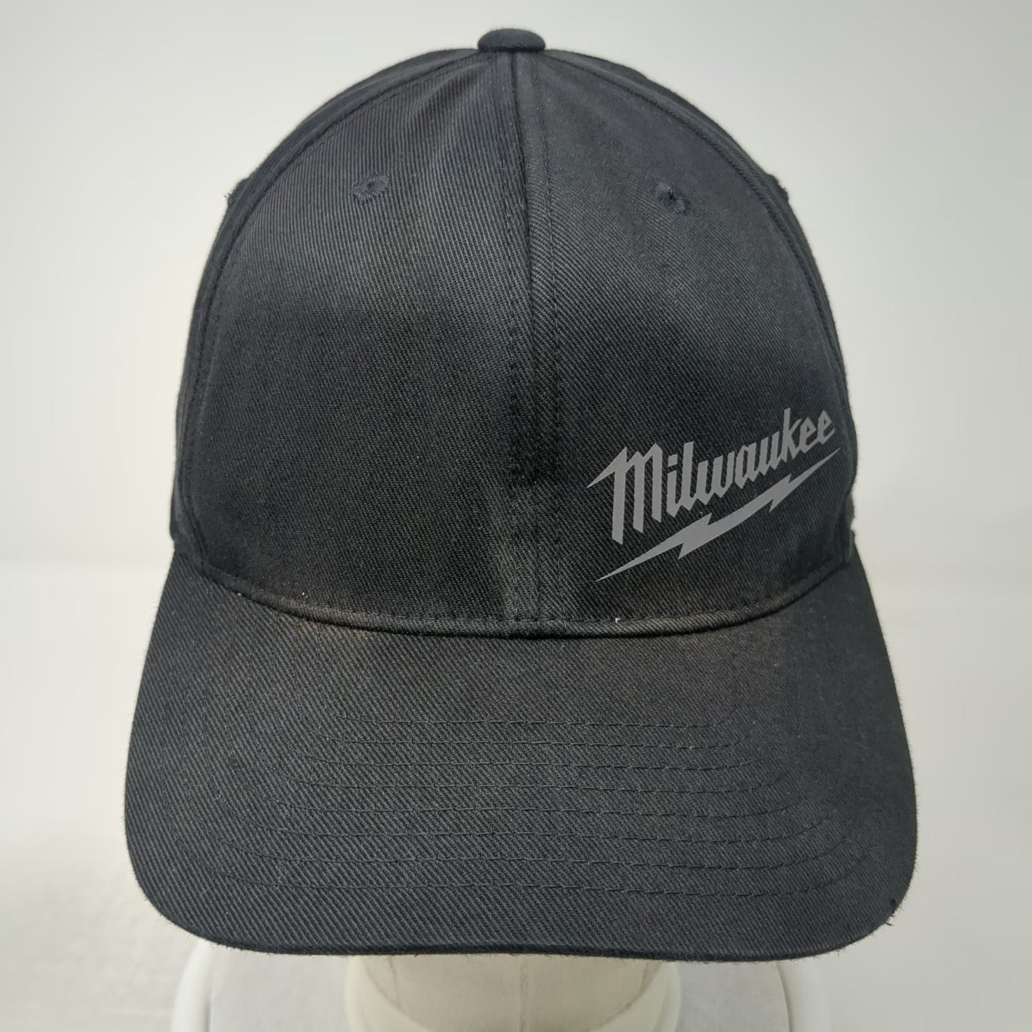 Milwaukee Baseball Cap Black One Size Flexfit Gray Logo Stretch Fit Work Hat