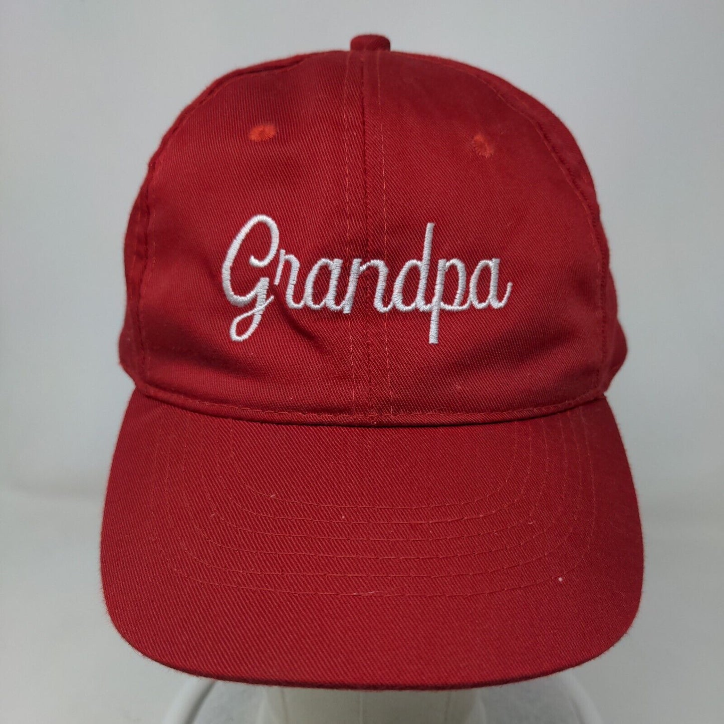 Grandpa Strapback Hat OSFM Red Embroidered Logo Adjustable Strap Otto