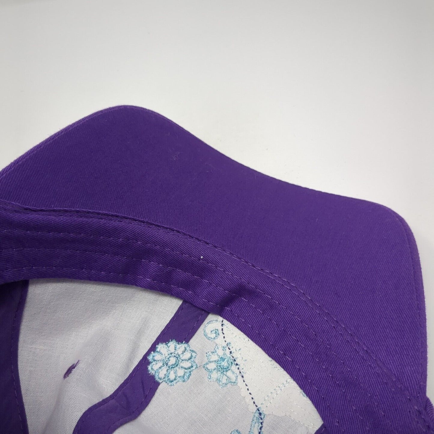 SeaWorld Strapback Hat Purple One Size Adjustable Embroidered Floral Cotton