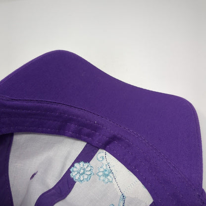 SeaWorld Strapback Hat Purple One Size Adjustable Embroidered Floral Cotton