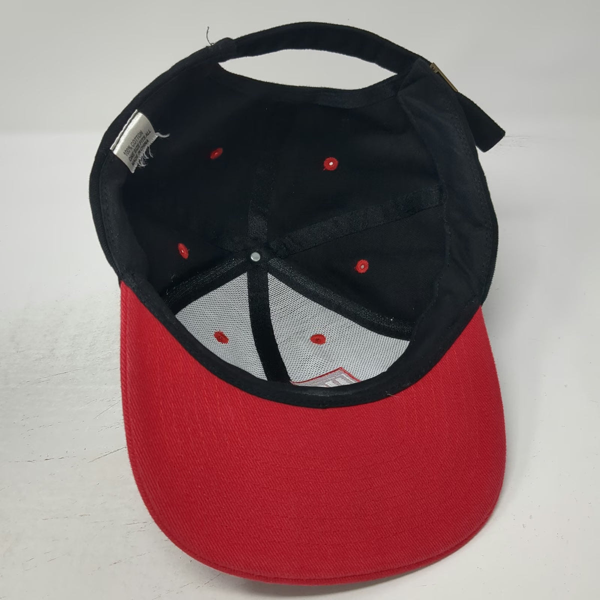 Baseball Cap Black Red One Size US Ink Logo Embroidered Slideback Hat Two Tone