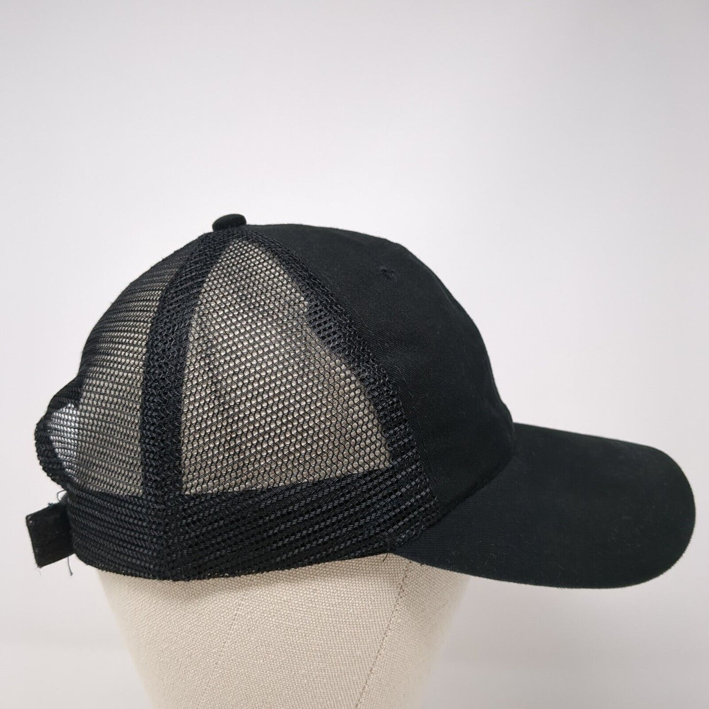 Unbranded Strapback Trucker Hat Black One Size Mesh Back Blank Solid