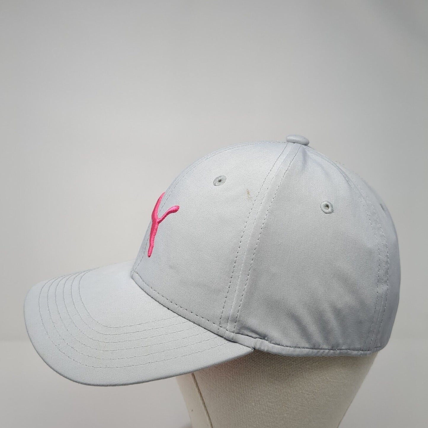 PUMA Fitted Hat Gray Small/Medium Embroidered Logo 6 Panel Stretch