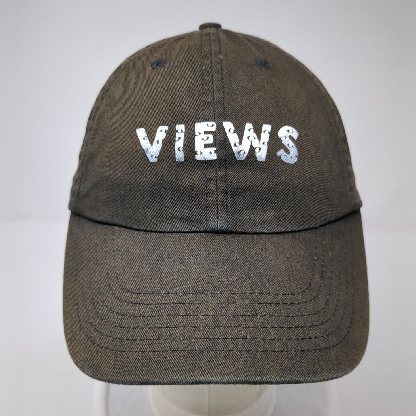 Views Slideback Hat Black One Size Adjustable Solid 6 Panel Vent Holes