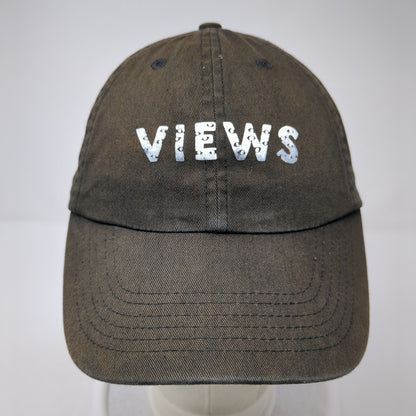 Views Slideback Hat Black One Size Adjustable Solid 6 Panel Vent Holes