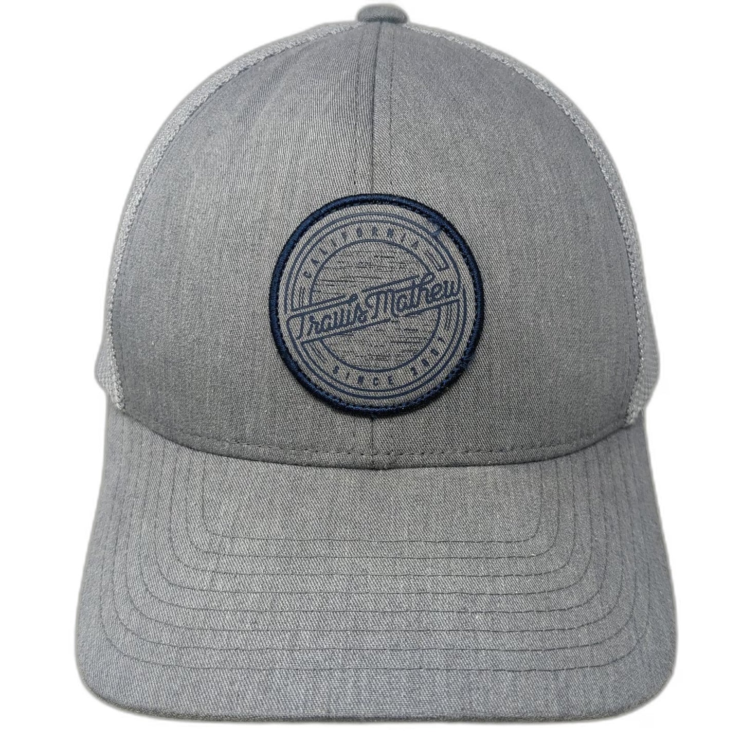 TravisMathew Trucker Hat Gray OSFM Flexfit 110 Snapback Mesh Patch California