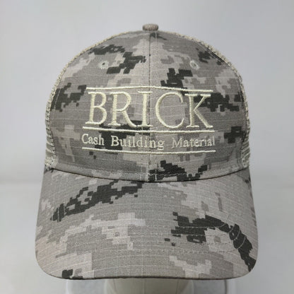 Brick Cash Building Material Snapback Mesh Back Trucker Hat Gray Camo OSFA