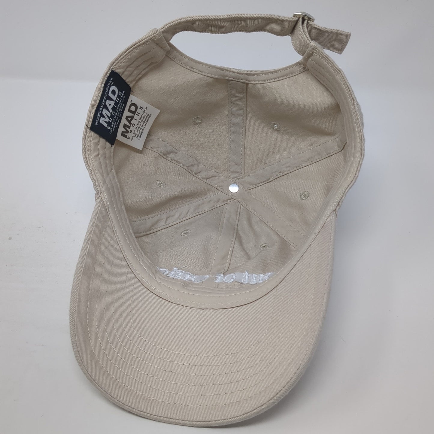 Out of Office Slideback Hat Beige One Size Solid Adjustable Mad Engine