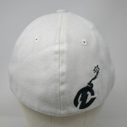 Nitro Circus Action Sports Baseball Cap White 7 5/8 Fitted Hat Bomb Logo Graphic