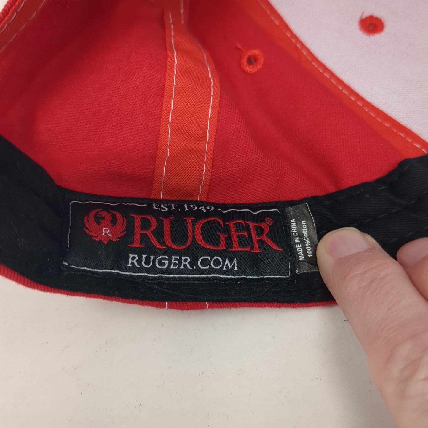 Ruger Strapback Baseball Cap Red One Size Adjustable Embroidered Distressed