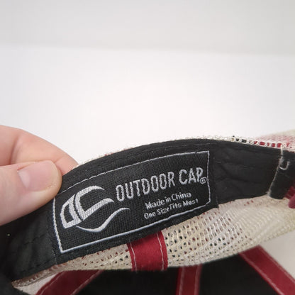 Outdoor Cap Strapback Mesh Back Trucker Hat Red One Size Embroidered Logo