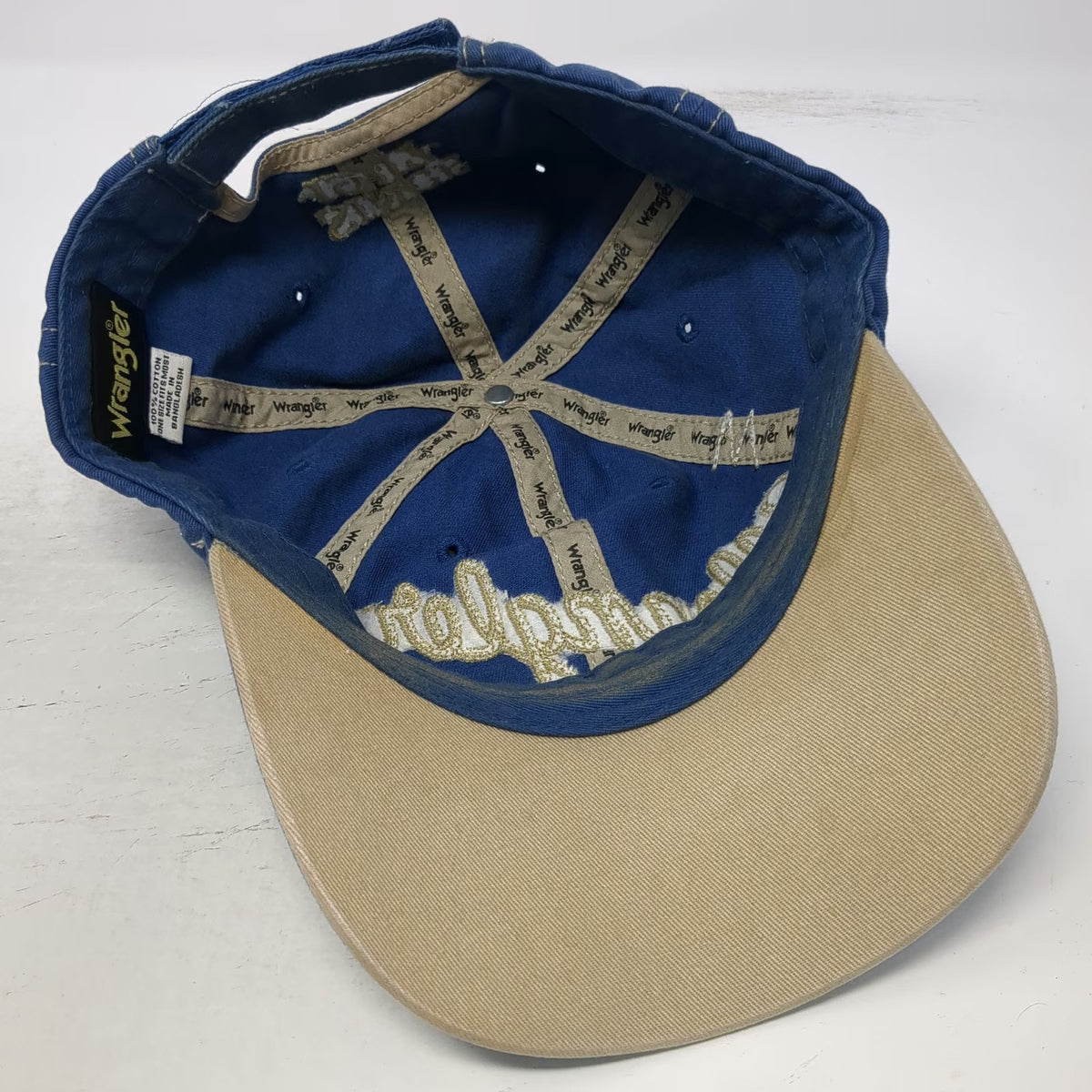 Wrangler Baseball Cap Blue One Size Hat Since 1947 Distressed Splatter Graphic