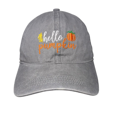 Hello Pumpkin Slideback Hat Gray One Size Adjustable Embroidered David And Young
