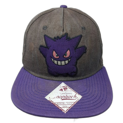 Pokemon Gengar Gray 5 Panel Hat One Size Purple Snapback Character Graphic