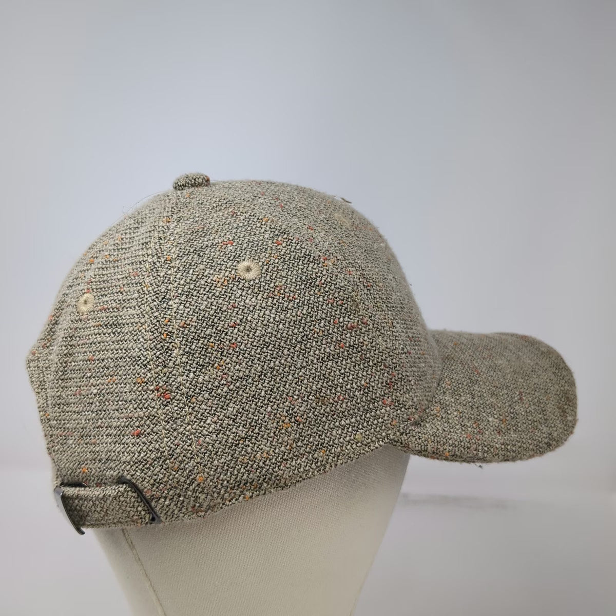 C.C Baseball Cap Brown One Size Speckled Flecked Tweed Fabric Slideback Hat