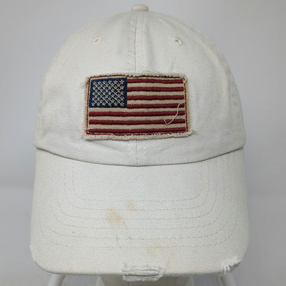 DPC Baseball Cap Beige One Size American Flag Distressed Patch Slideback Hat