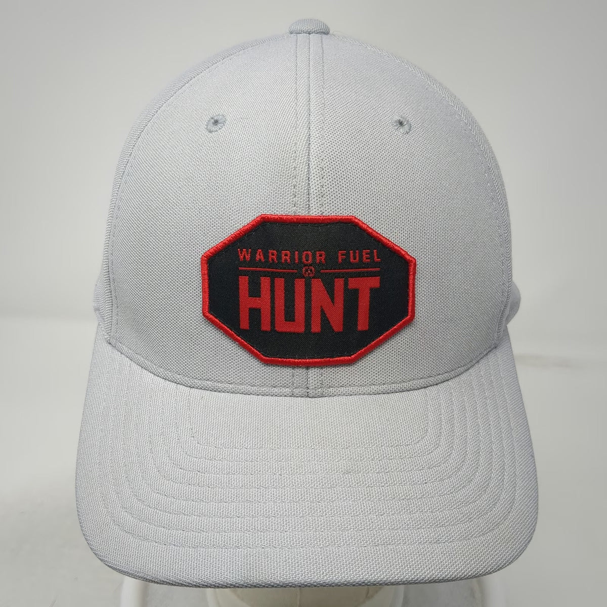 Flexfit 110 Baseball Cap Gray One Size Warrior Fuel Hunt Hat Strapback Patch