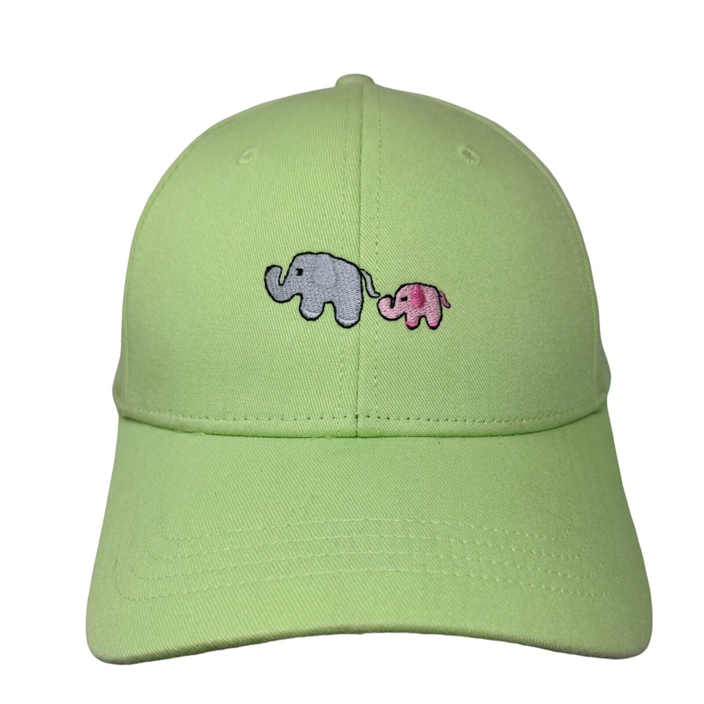 Elephant Slideback Hat Green One Size Adjustable Embroidered Vented Holes