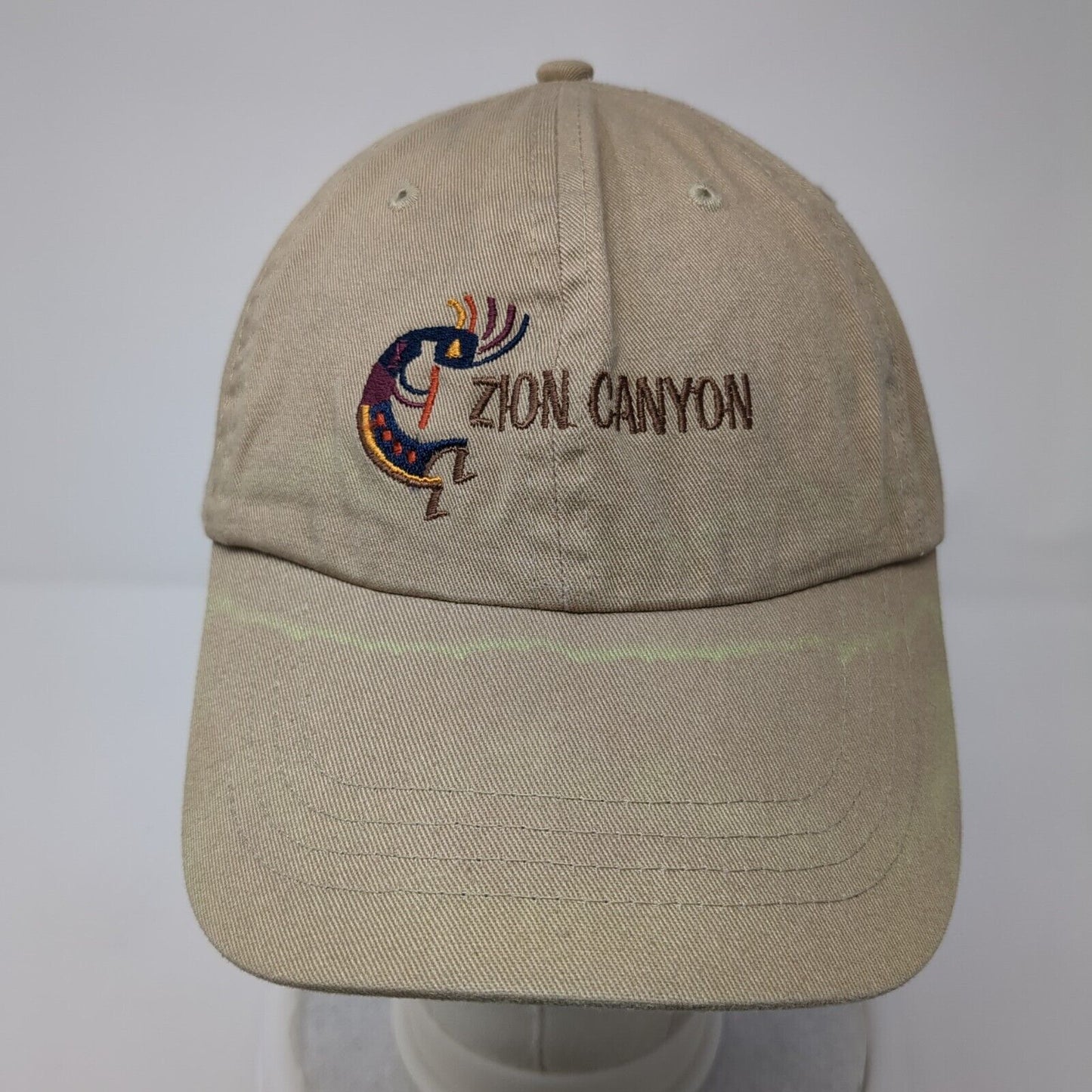 Zion Canyon Strapback Hat Tan One Size Adjustable Embroidered 6 Panel Cotton