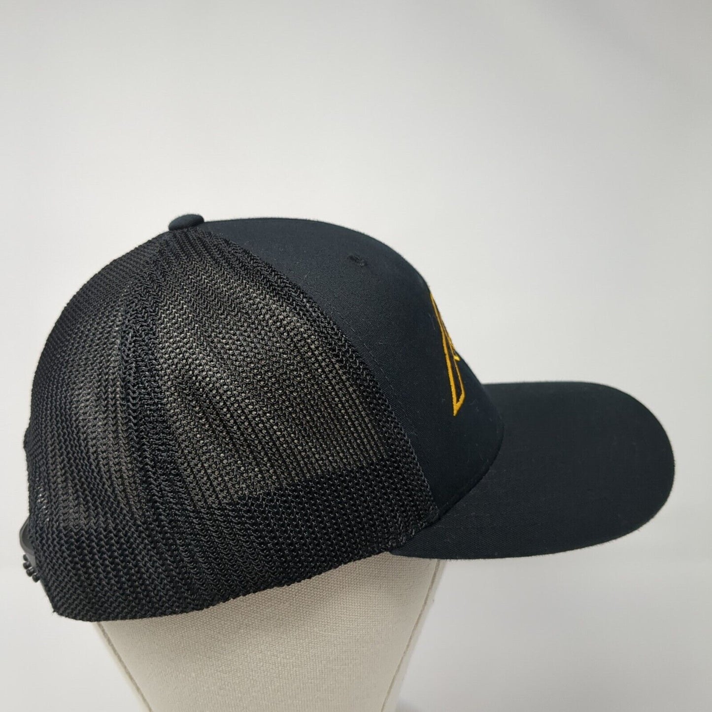 Richardson Mesh Back Trucker Hat Black One Size Flexfit Embroidered Logo