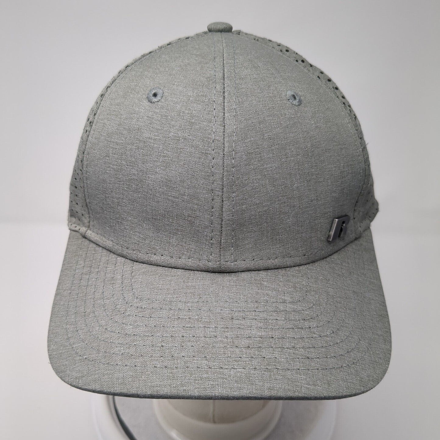 Russell Snapback Hat Gray One Size Adjustable Perforated 6 Panel Solid