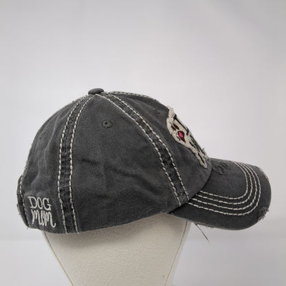Dog Mom Strapback Hat Gray OS Adjustable Embroidered Distressed KB ETHOS Vintage