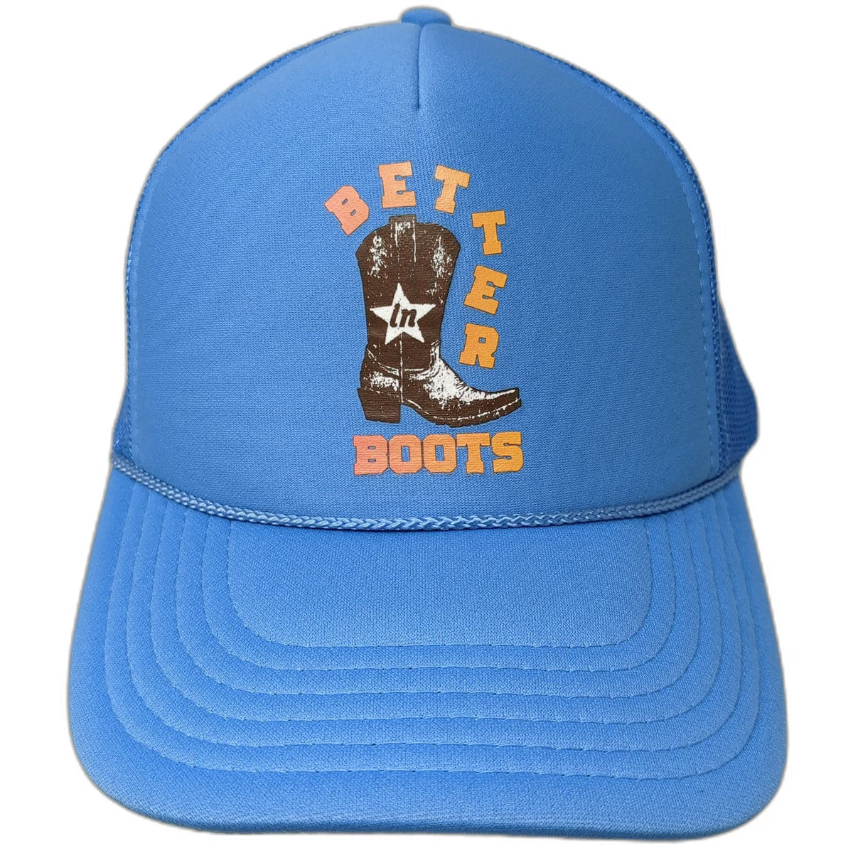 Otto Trucker Hat Blue OSFM Thomas Rhett Better In Boots Cowboy Boot Mesh Rope