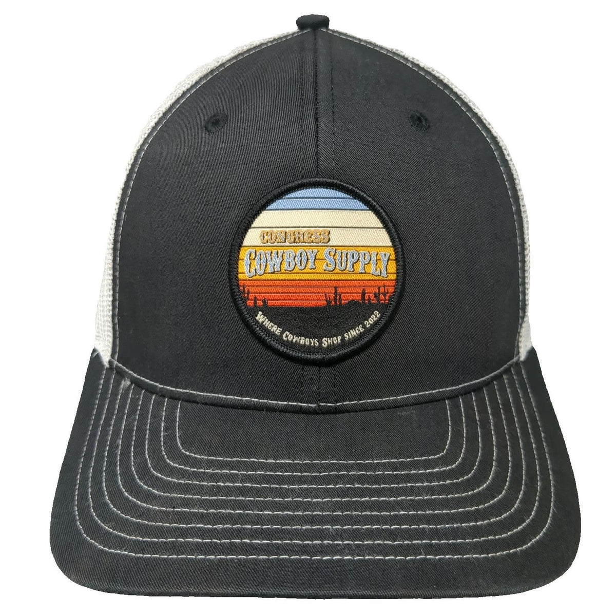 Richardson Trucker Hat Black OSFM Snapback Congress Cowboy Supply Sunset Patch