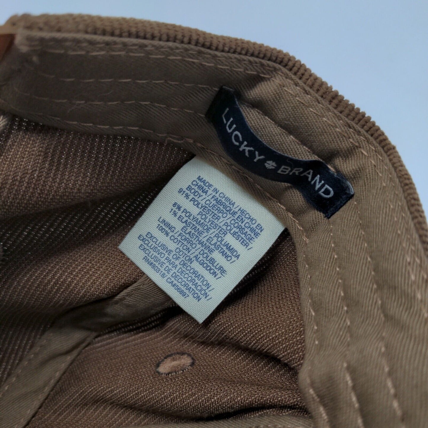 Lucky Snapback Hat Brown OS Adjustable Embroidered Vented Holes Lucky Brand