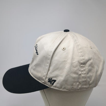 Minnesota Vikings NFL '47 5 Panel Beige Black One Size Snapback Hat Script Logo