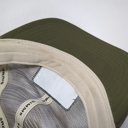 Simms Trucker Hat Green Brown Camo One Size Mesh Snapback Fishing Outdoor Patch