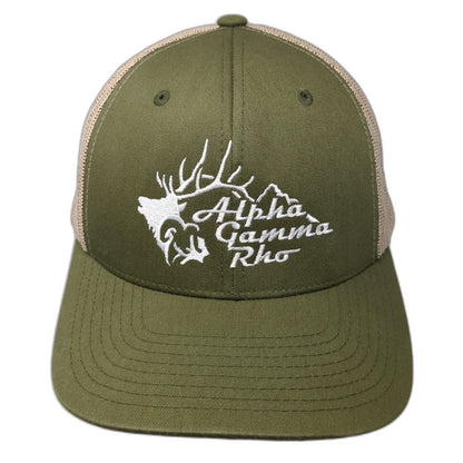 Yupoong Trucker Hat Green One Size Alpha Gamma Rho Elk Mountain Mesh Snapback