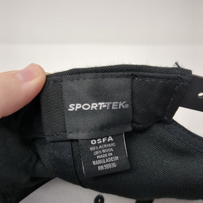 Sport-Tek Snapback Hat Black OS Adjustable Embroidered Vented Holes 6 Panel
