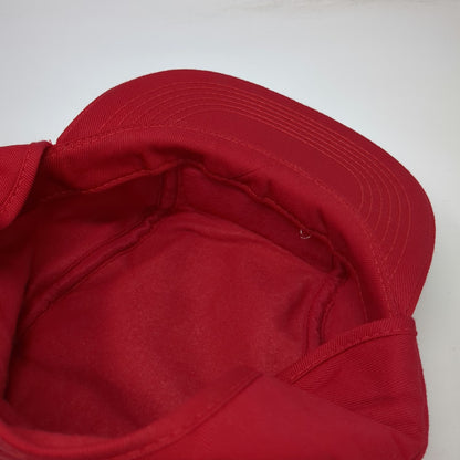 K-Brand Baseball Cap Red 7 3/8 Ear Flaps Hesston Logo Patch Made USA Hat Vintage