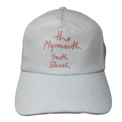 The Plymouth South Beach Snapback Trucker Hat White One Size Mesh Back