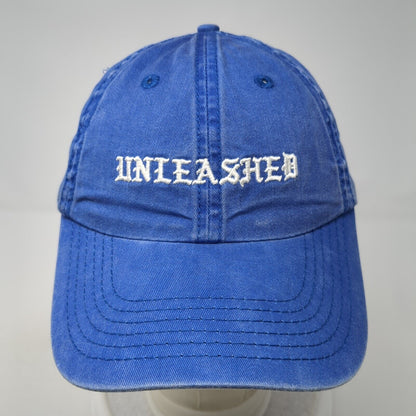 Unleashed Slideback Hat Blue One Size Adjustable Embroidered 6 Panel Cotton