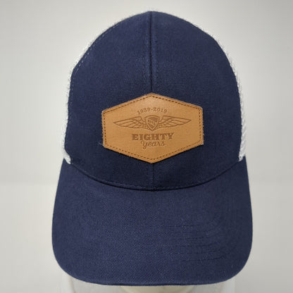 1939-2019 Eighty Years Snapback Trucker Hat Blue One Size Adjustable Mesh Back