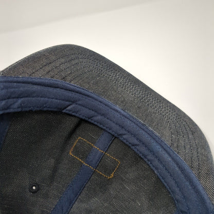 American Eagle Outfitters Snapback Hat Black OS Adjustable Leather Patch 6 Panel