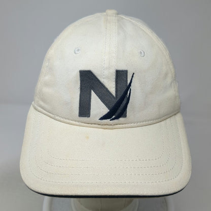 Nautica Baseball Cap White M Fitted Embroidered Logo A-Flex Stretch Fit Hat