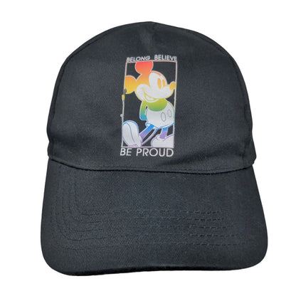 Belong Believe Be Proud Mickey Mouse Snapback Hat Black OSFM Pride Disney