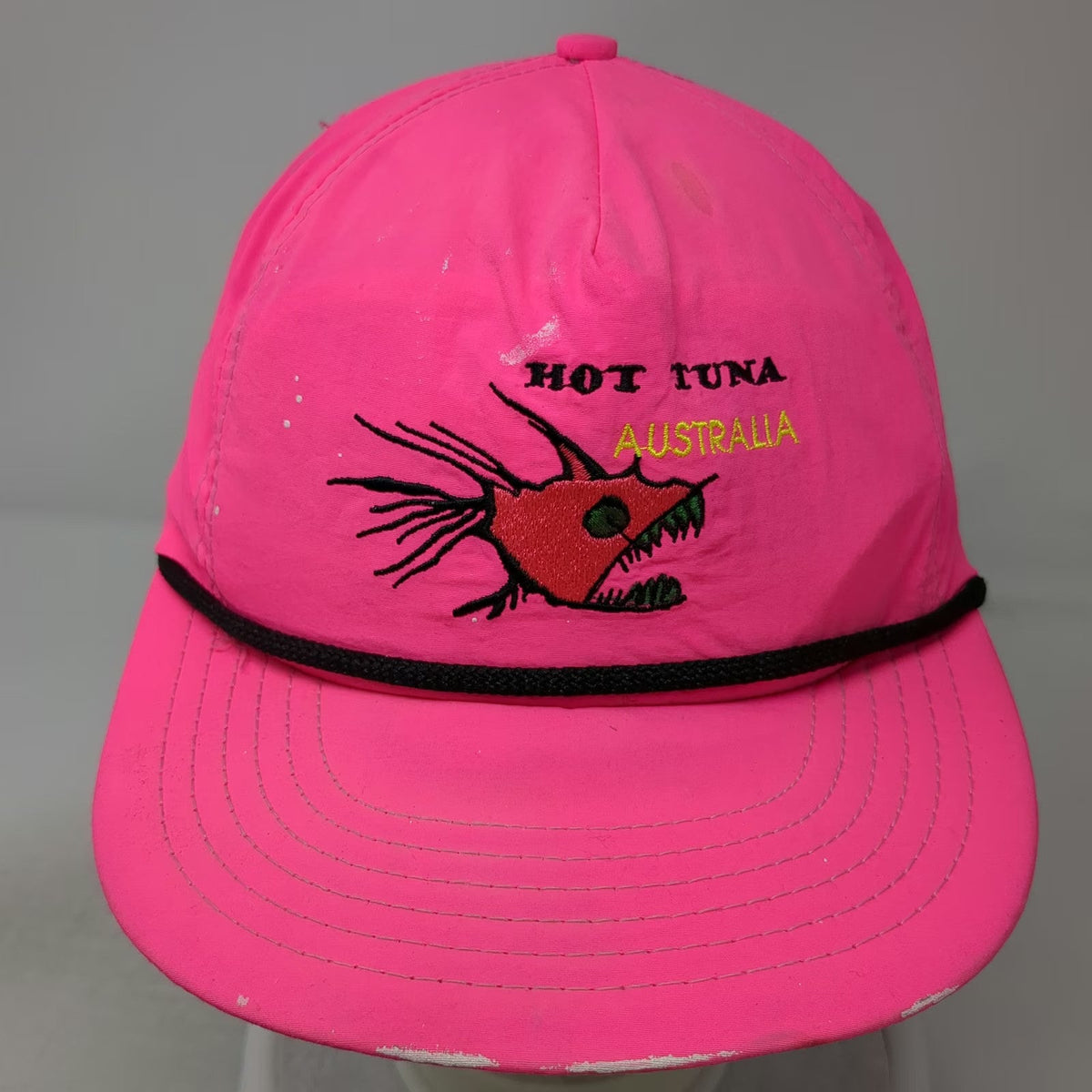 Hot Tuna 5 Panel Pink Strapback Hat Australia Rope Fish Logo Surf USA Vintage