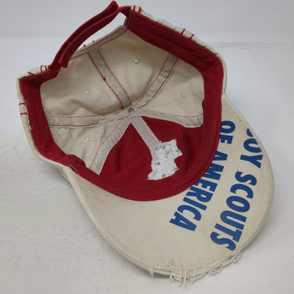 Red Boy Scouts of America BSA Baseball Cap One Size Distressed Strapback Hat