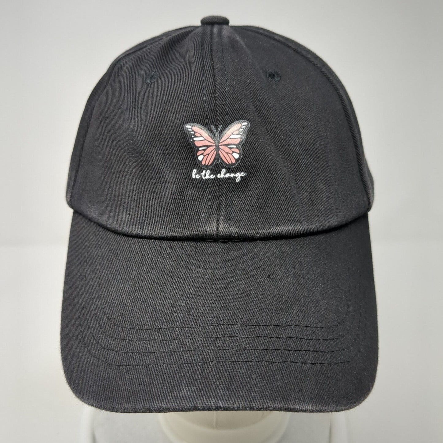 Be The Change Butterfly Slideback Hat Black OS Adjustable 6 Panel Polyester