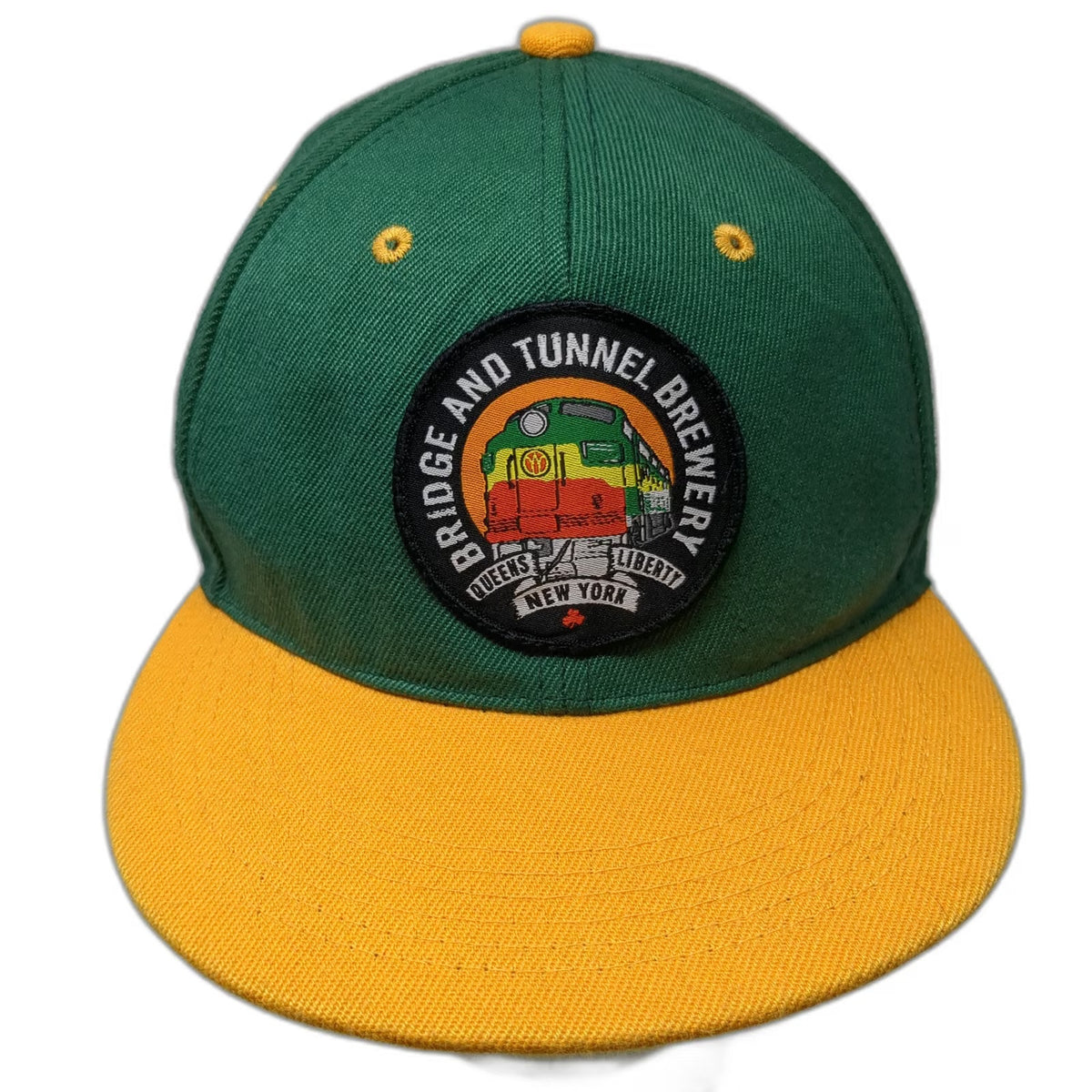 New Century Snapback Green Yellow One Size Hat Bridge and Tunnel Brewery Patch
