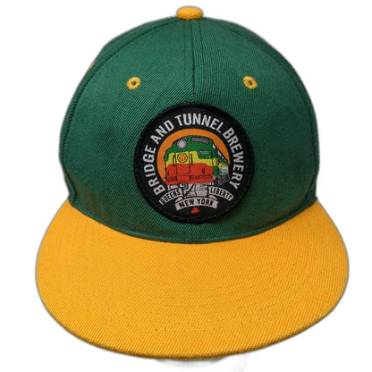 New Century Snapback Green Yellow One Size Hat Bridge and Tunnel Brewery Patch