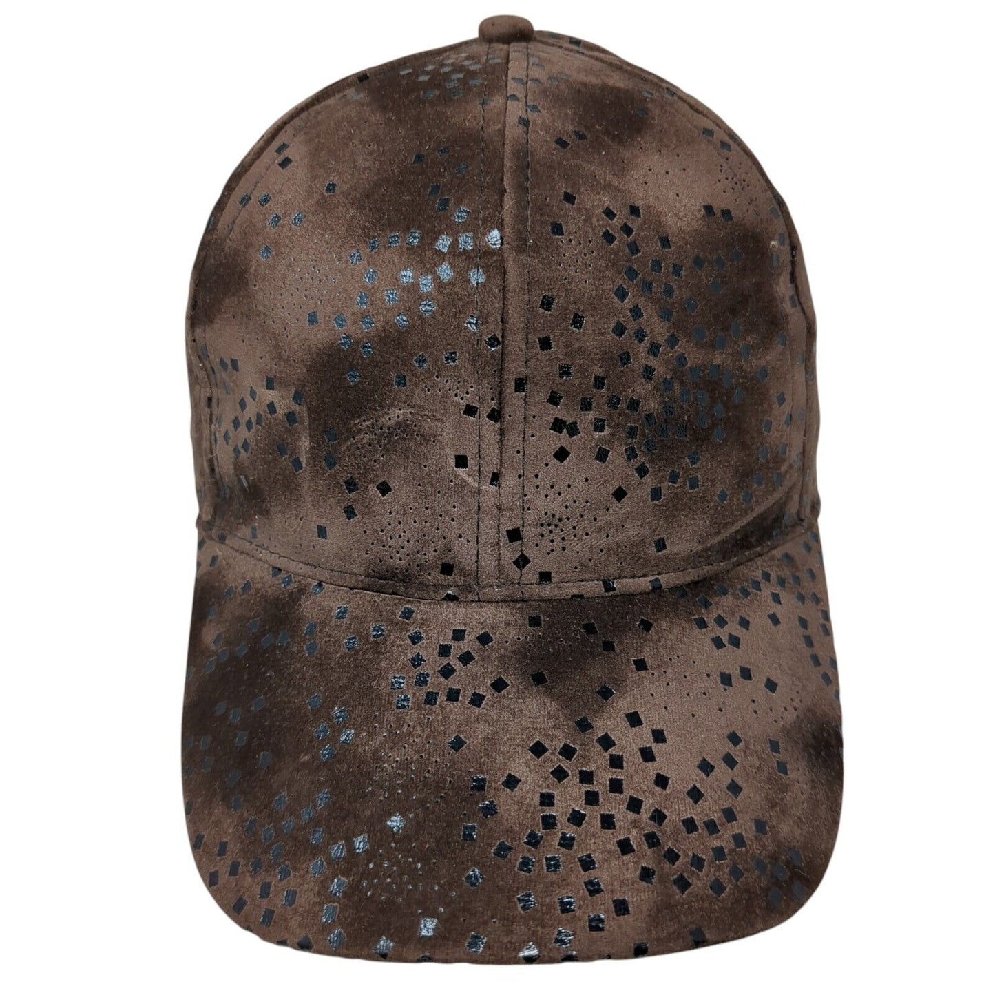 Unbranded Strapback Hat Brown One Size Adjustable Micro Print Square