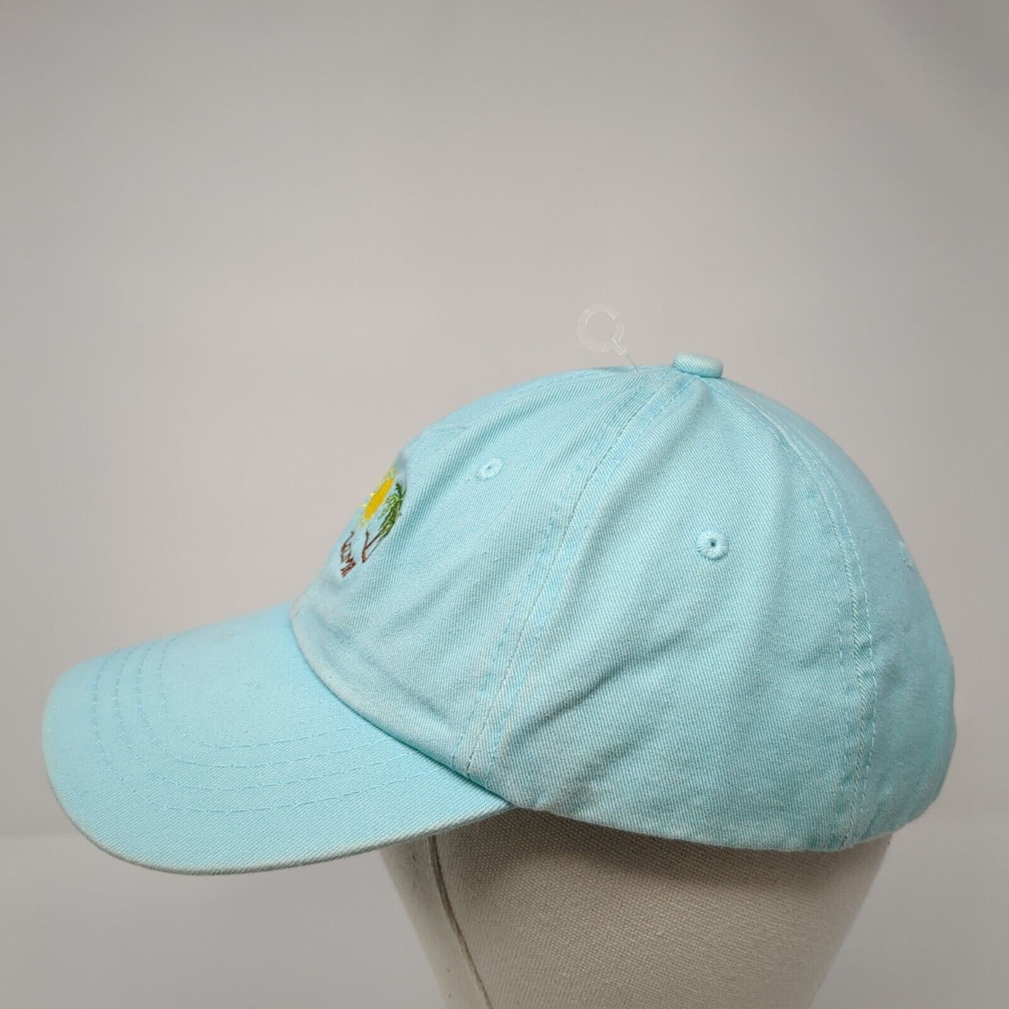 Cozumel Strapback Hat Blue One Size Adjustable Sun Palm Tree 6 Panel